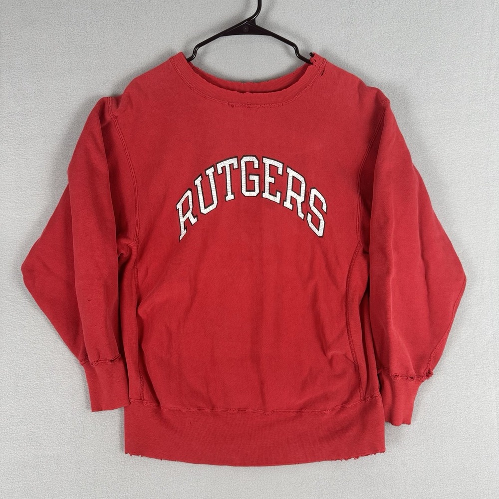 Vintage Champion Reverse Weave Rutgers Mens Large 80s USA College Trashed